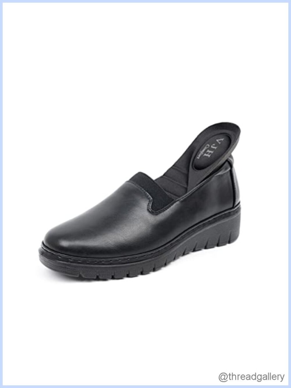 Women's Faux Leather Loafers Arch Support Slip On Comfort Walking Shoes
